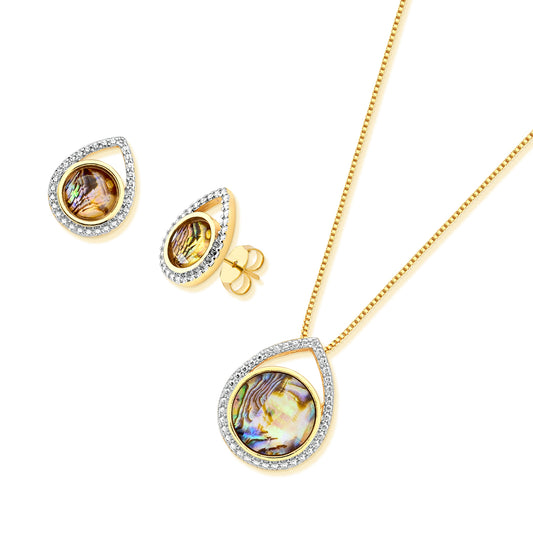 Ensemble doré avec rhodium blanc et nacre