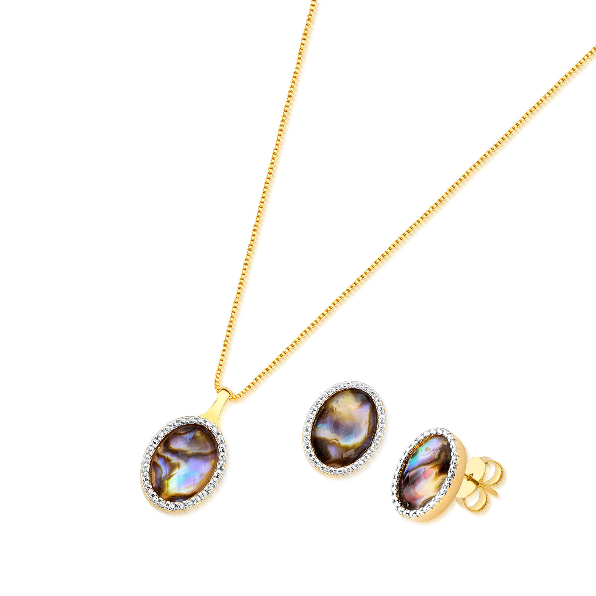 Ensemble doré avec rhodium blanc et nacre