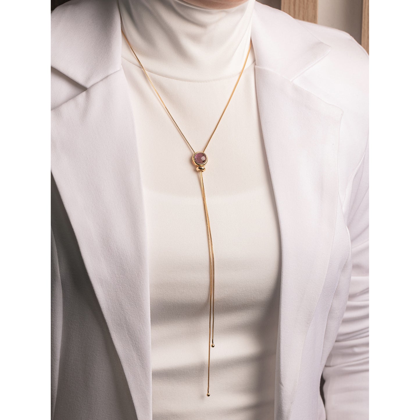 Collier Plaqué or Pierre Ronde