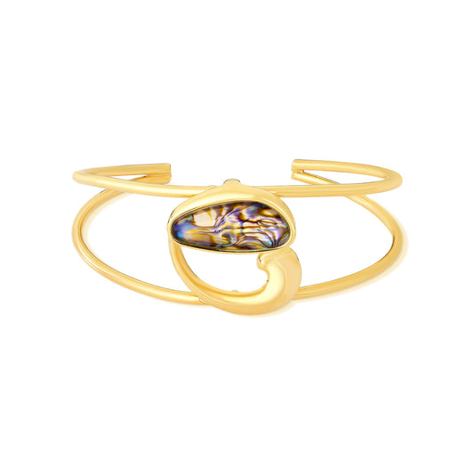 Bracelet rigide avec détail organique et nacre