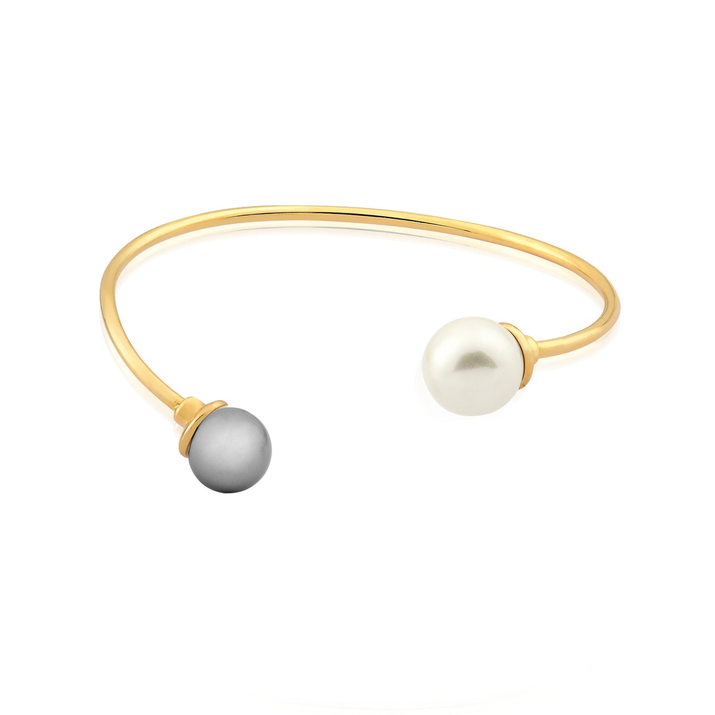 Bracelet ouvert avec gemmes sphériques et design minimaliste