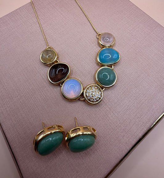 Gold Plated Set with Colored Stones