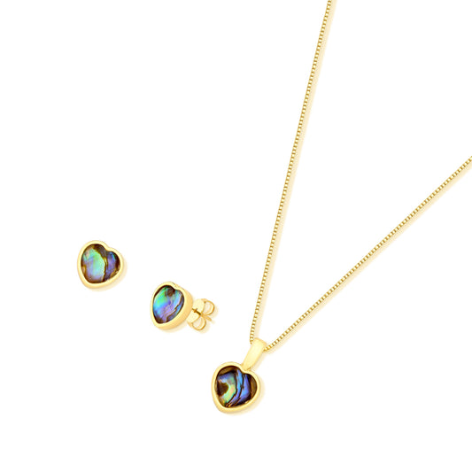 Ensemble doré avec cœur de nacre